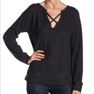Nordstrom dark grey criss cross knit sweater